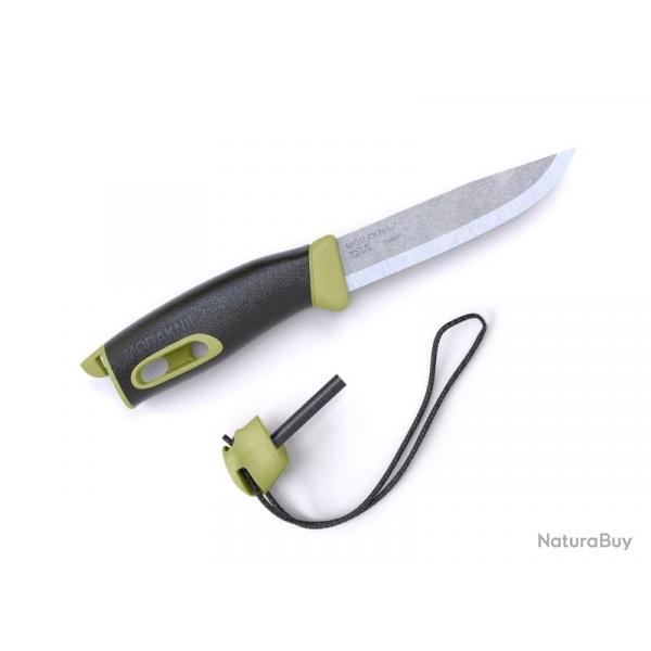 BEL1301 POIGNARD MORAKNIV COMPANION SPARK LAME 10,5CM INOX +ALLULE FEU+ CORDON ETUI RIGIDE VERT NEUF