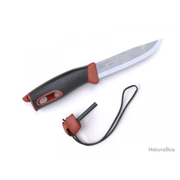 BEL1302 POIGNARD MORAKNIV COMPANION SPARK LAME 10,5CM INOX +ALLUME FEU+CORDON ETUI RIGIDE ROUGE NEUF