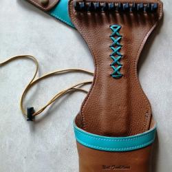 CARQUOIS DE HANCHE AMBIDEXTRE T-107 CUIR NEET - 6 Flèches- TURQUOISE