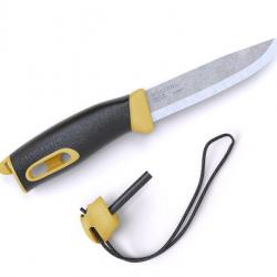 BEL1304 POIGNARD MORAKNIV COMPANION SPARK LAME 10,5CM INOX ALLUME FEU+CORDON ETUI RIGIDE JAUNE NEUF