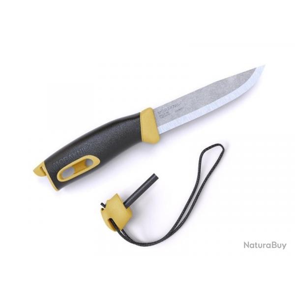 BEL1304 POIGNARD MORAKNIV COMPANION SPARK LAME 10,5CM INOX ALLUME FEU+CORDON ETUI RIGIDE JAUNE NEUF