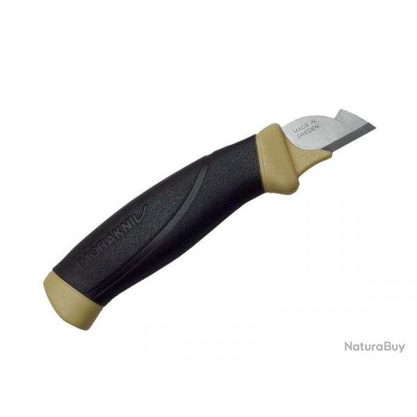 BEL1305 COUTEAU D'ELECTRICIEN MORAKNIV AMBIDEXTRE LAME 2CM + PROTEGE DOIGT + ETUI RIGIDE NEUF