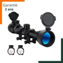 Garantie 2 ans - Lunettes de visée 3-9x40 - Protections rabattables - Rail 20mn - Noir