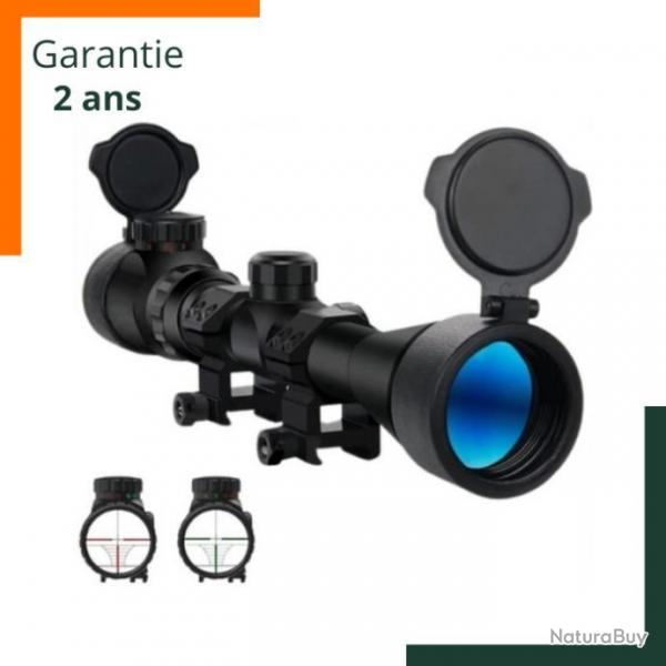 Garantie 2 ans - Lunettes de vise 3-9x40 - Protections rabattables - Rail 20mn - Noir