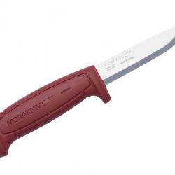 BEL1307 COUTEAU MORAKNIV BASIC 511 LAME 9CM ACIER CARBONE MANCHE ROUGE + ETUI RIGIDE NOIR NEUF