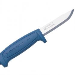 BEL1308 COUTEAU MORAKNIV BASIC 546 LAME 9CM INOX MANCHE GOMME BLEU + ETUI RIGIDE NOIR NEUF