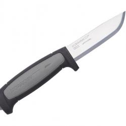 COUTEAU MORAKNIV ROBUST LAME 9CM CARBONE MANCHE NOIR ET GRIS + ETUI RIGIDE NOIR