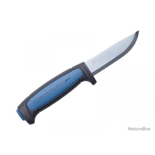 BEL1310 COUTEAU MORAKNIV PRO S LAME 9CM INOX MANCHE NOIR ET BLEU + ETUI RIGIDE NOIR NEUF