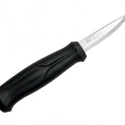 BEL1311 COUTEAU À SCULPTER MORAKNIV BASIC LAME 8CM INOX MANCHE ET ETUI NYLON NOIR NEUF