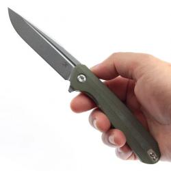 Couteau KANSEPT Qilin Olive Manche G10 Lame Acier 154CM SW IKBS Linerlock Clip KT1047A2