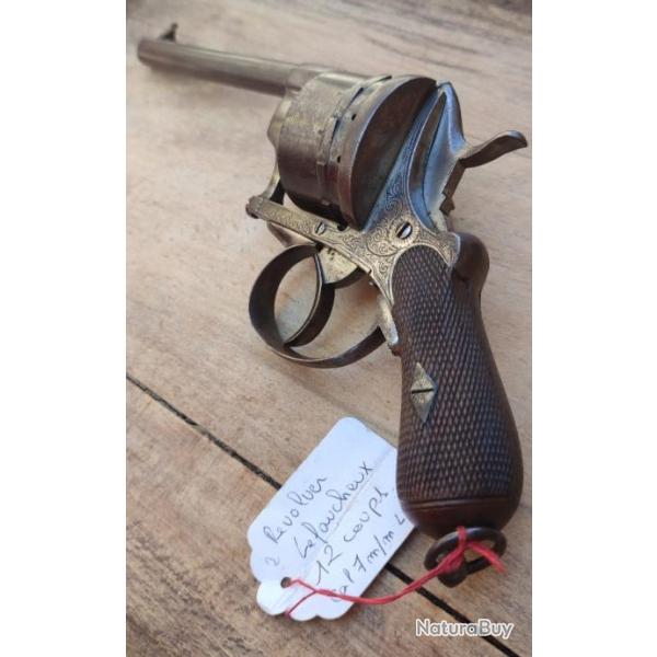 Revolver Type le Faucheux 12 coups RARE avec Balles  broches cal 7 mm