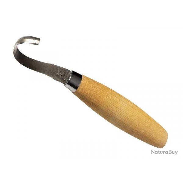 BEL1318 COUTEAU A SCULPTER MORAKNIV "162"  AVEC CROCHET 5.5CM A DOUBLE TRANCHANT MANCHE BOULEAU NEUF