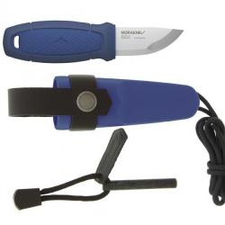 BEL1340 COUTEAU DE POCHE MORAKNIV ELDRIS LAME 6 CM MANCHE BLEU + CORDON + FIRE STARTER + ETUI NEUF