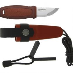 BEL1341 COUTEAU DE POCHE MORAKNIV ELDRIS LAME 6CM MANCHE ROUGE +FIRE STARTER+ CORDON + ETUI NEUF