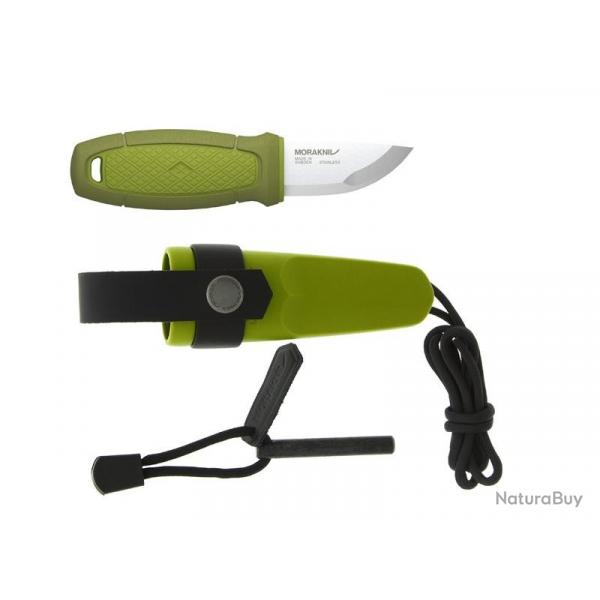 BEL1343 COUTEAU DE POCHE MORAKNIV ELDRIS LAME 6CM MANCHE VERT +CORDON + FIRE STARTER+ ETUI NEUF