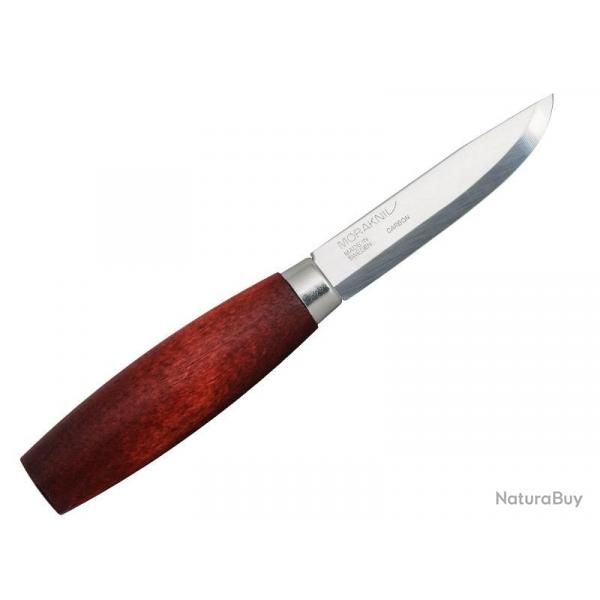 BEL1344 COUTEAU A SCULPTER MORAKNIV CLASSIC1/0 LAME 7.5CM CARBONE MANCHE BOULEAU ROUGE +ETUI NEUF