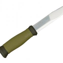 BEL1346 POIGNARD MORAKNIV MORA 2000 LAME 11CM INOX MANCHE GOMME VERT + ETUI RIGIDE KAKI NEUF