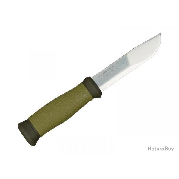 BEL1346 POIGNARD MORAKNIV MORA 2000 LAME 11CM INOX MANCHE GOMME VERT + ETUI RIGIDE KAKI NEUF