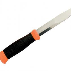 BEL1347 POIGNARD MORAKNIV MORA 2000 LAME 11CM INOX MANCHE GOME NOIR/ORANGE +ETUI RIGIDE ORANGE NEUF