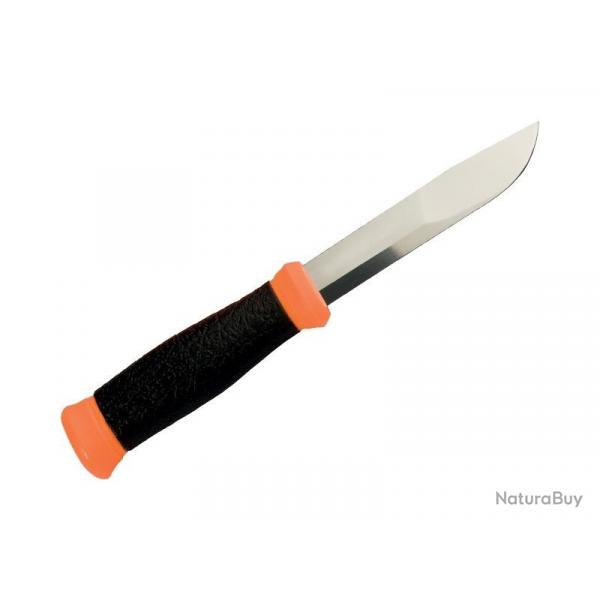 BEL1347 POIGNARD MORAKNIV MORA 2000 LAME 11CM INOX MANCHE GOME NOIR/ORANGE +ETUI RIGIDE ORANGE NEUF