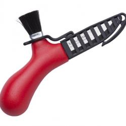 BEL1353 COUTEAU A CHAMPIGNON MORAKNIV KARL JOHAN ROUGE LAME 6CM INOX + BROSSE CRIN DE CHEVAL NEUF