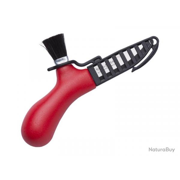 BEL1353 COUTEAU A CHAMPIGNON MORAKNIV KARL JOHAN ROUGE LAME 6CM INOX + BROSSE CRIN DE CHEVAL NEUF