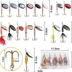 Kit Leurres de Pêche 16 Pcs Appâts de Pêche Carpe Perche Kit D'accessoires avec Boîte