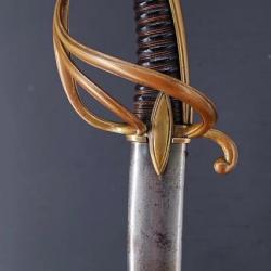 SABRE OFFICIER DE CAVALERIE LEGERE MODELE DE L'AN IX MONTURE A LA CHASSEUR - FRANCE Ier EMPIRE Colle