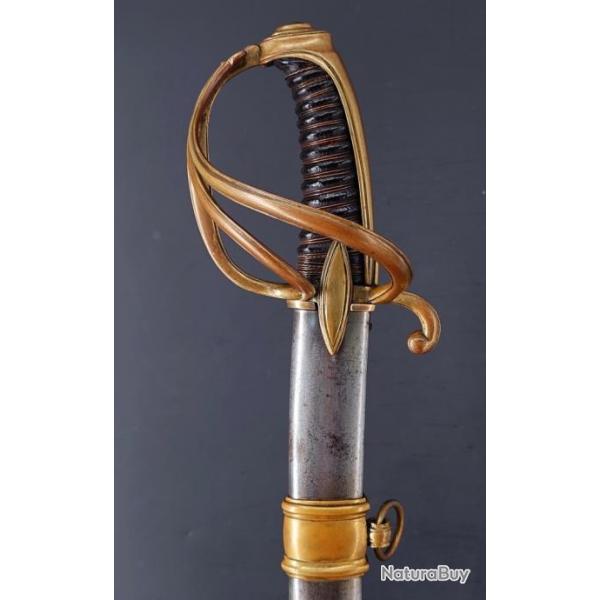 SABRE OFFICIER DE CAVALERIE LEGERE MODELE DE L'AN IX MONTURE A LA CHASSEUR - FRANCE Ier EMPIRE Colle