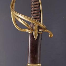 SABRE OFFICIER DE CAVALERIE LEGERE MODELE DE L'AN IX MONTURE A LA CHASSEUR - FRANCE Ier EMPIRE Colle