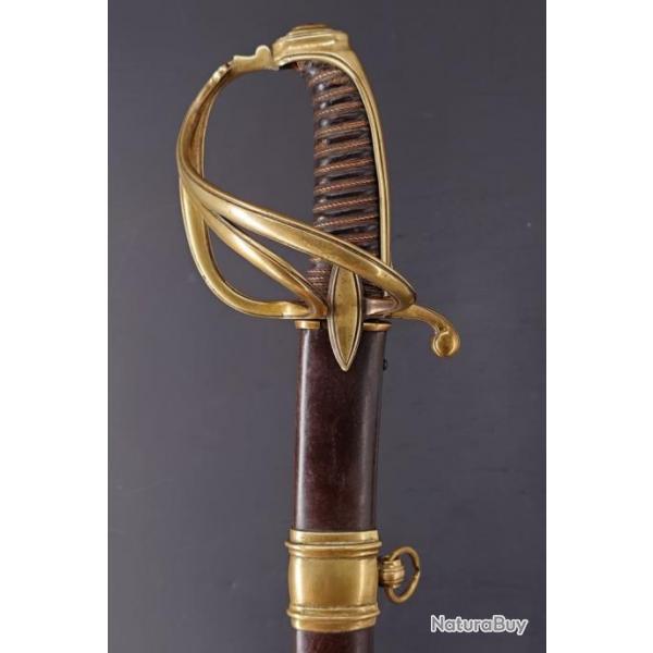 SABRE OFFICIER DE CAVALERIE LEGERE MODELE DE L'AN IX MONTURE A LA CHASSEUR - FRANCE Ier EMPIRE Colle