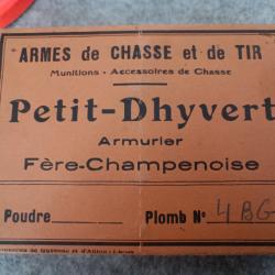 Boite de Cartouches - Collection - Cal 20 - PETIT DHYVERT, Fère Champenoise