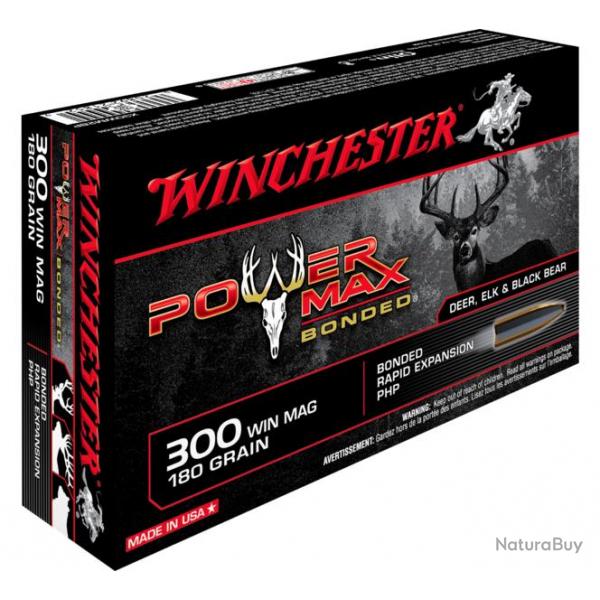 Munitions Winchester 300 WM power max bonded 180gr 300 Win. Mag