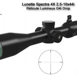 Lunette Chasse GPO SPECTRA 4X 2,5-10x44i  - Réticule Lumineux G4i Drop