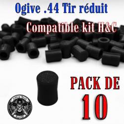 Balle tir réduit .44 ogive compatible kit H&C  base creuse flexible - Pack de 10 - Bast3D