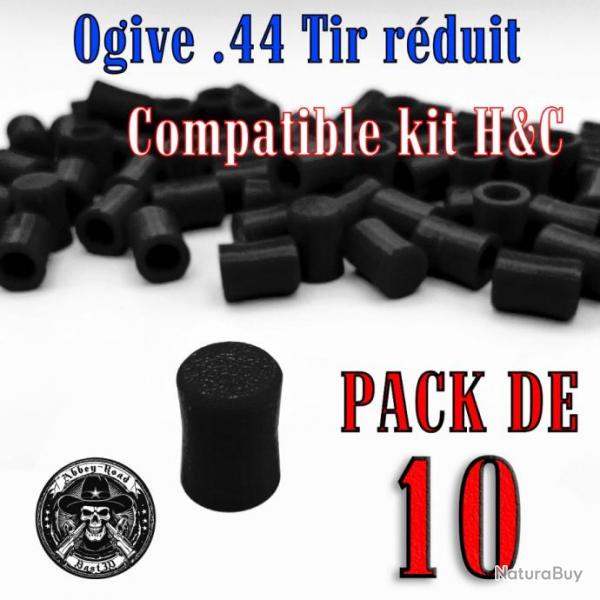 Balle tir rduit .44 ogive compatible kit H&C  base creuse flexible - Pack de 10 - Bast3D