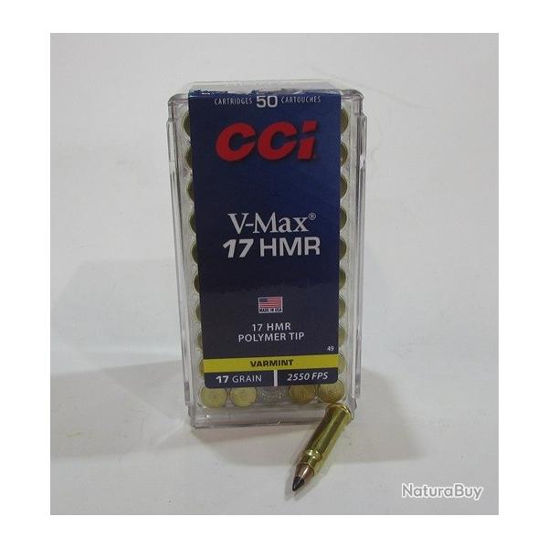 boite 50 cartouches calibre 17 HMR CCI Varmint Vmax 17 grains