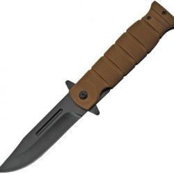 Couteau Pliant  Linerlock Marron Manche en Caoutchouc Ouverture Assistée