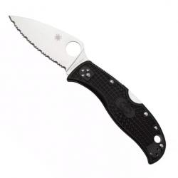 Couteau "LeafJumper" VG-10 / nylon-fibre de verre noir, Tranchant dentelé [Spyderco]