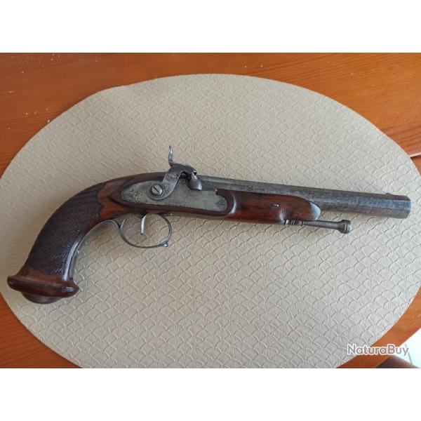 Pistolet poudre noire 1820 1830 ELG tir duel cal 15