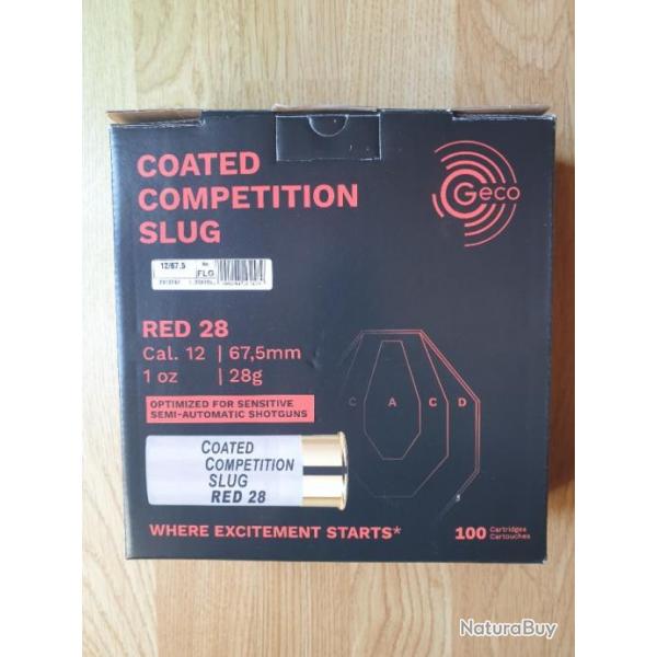 12G competition slugs red 28g 67.5mm - boite 100 pcs