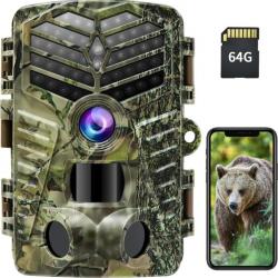 Camera de Chasse 2.7K 48MP HD WiFi  Vision Nocturne Temps d'activation 0,2 s,120°/IP66 Carte 64GB