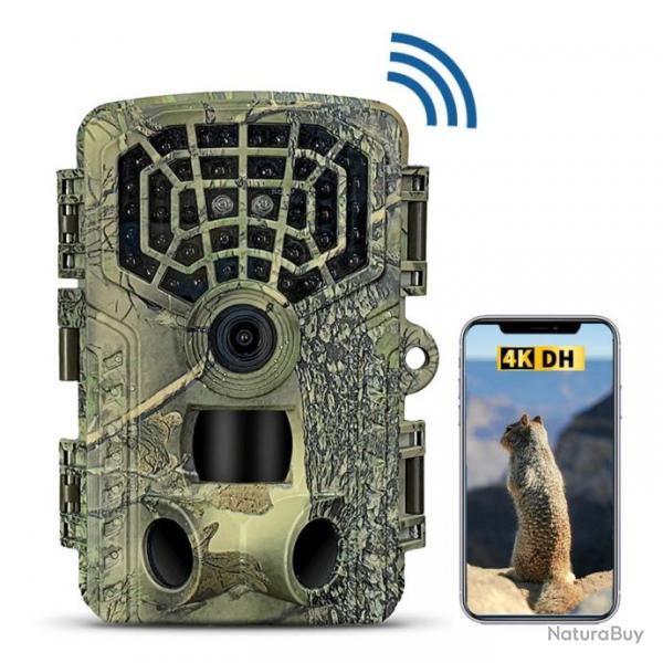 Camra de Chasse Etanche Vision Nocturne WiFi Contrle d'Application 4K 32MP Camouflage Green