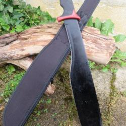 Machette Couteau Kukkri Bushcraft Parang Machete Lame Acier 65X13 Manche ABS Red/Black Etui Nylon 01