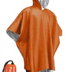 Poncho D'urgence Jetable Imperméable et Coupe Vent Ultra Compact et Ultra Léger Orange