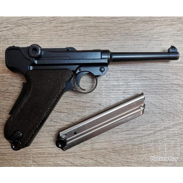 Pistolet LUGER 1906-29 - Waffenfabrik Bern - Calibre 7,65 parabellum + tui cuir et second chargeur 