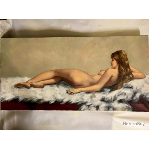 Csar Vilot grand nu de jeune femme huile sur toile