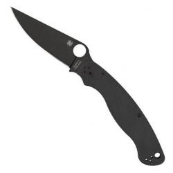 Couteau "Military 2" S30V / G10 noir, Finition DLC noir, Tranchant plein [Spyderco]