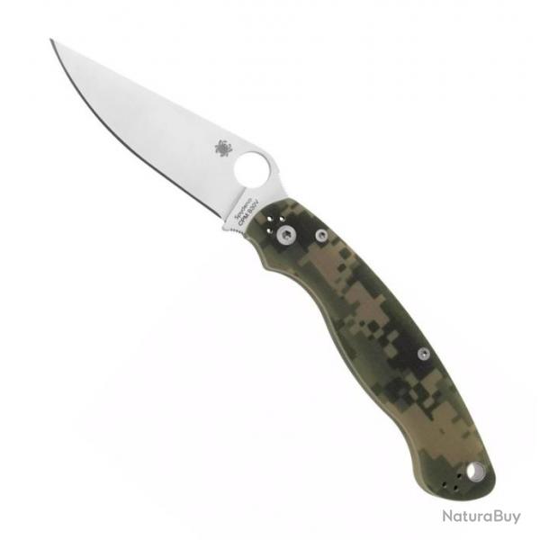 Couteau "Military 2" S30V / G10 camo, Finition inox [Spyderco]