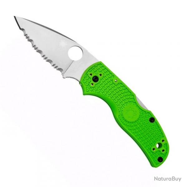 Couteau "Native 5 Salt" LC200N / nylon-fibre de verre vert, Tranchant dentel [Spyderco]